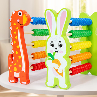 Wooden Cartoon Animal Rabbit Calculation Rack Five-Speed Abacus Rack Children's Mathematics Early Education Enlightenment Educational Toys