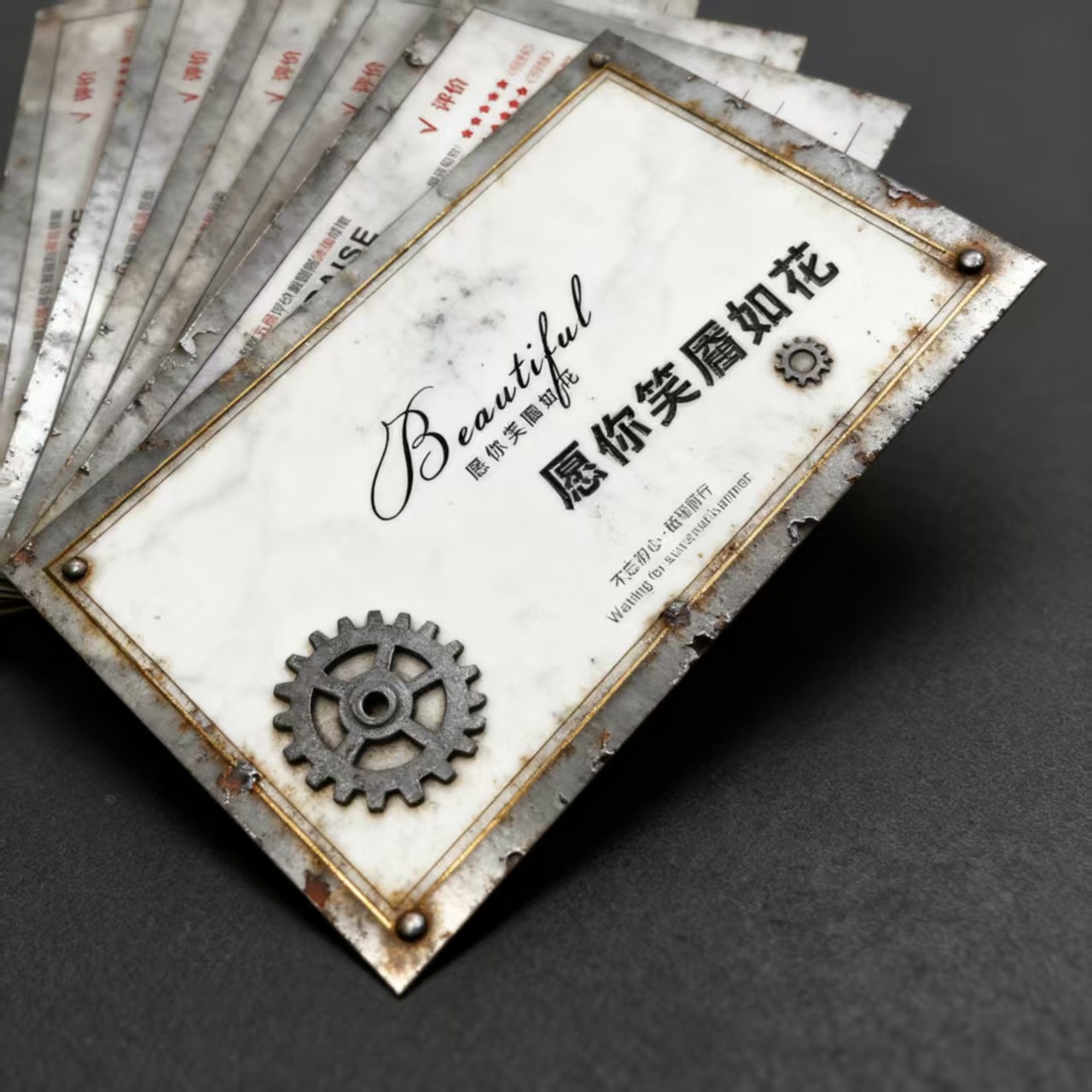 明信片售后服务感谢卡纸卡印刷 五星好评合格证自印卡头可定 制