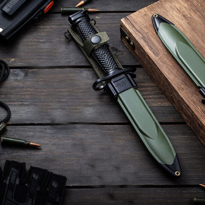 跨境M7军刀橡塑壳编织带荒野求生登山赶海便携随身刀鞘刀套