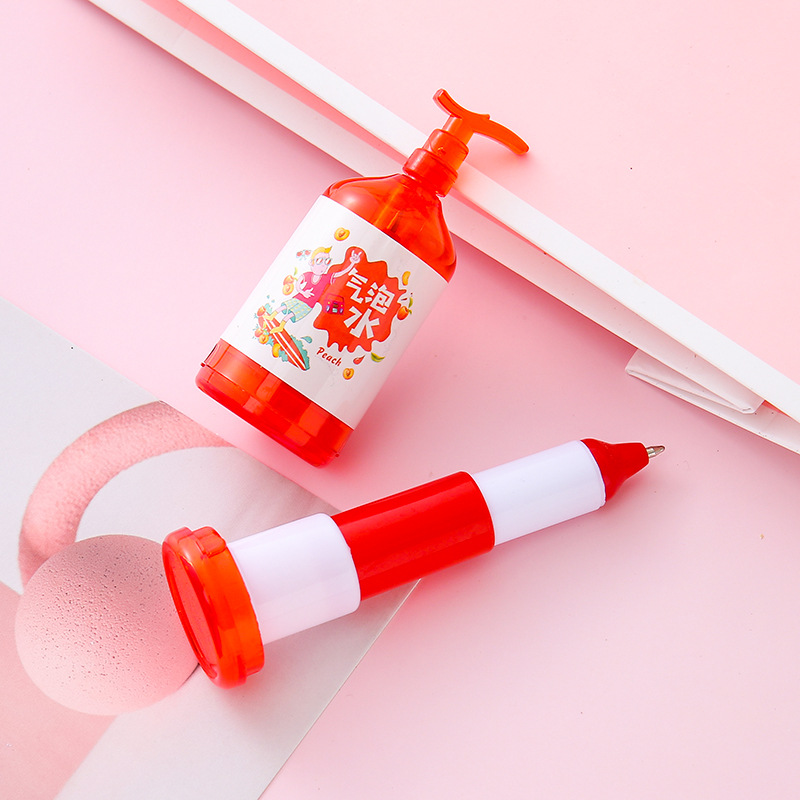 Tarro de bebida de dibujos animados bolígrafo telescópico papelería linda estudiante premio regalo al por mayor creativo desinfectante de manos bolígrafo