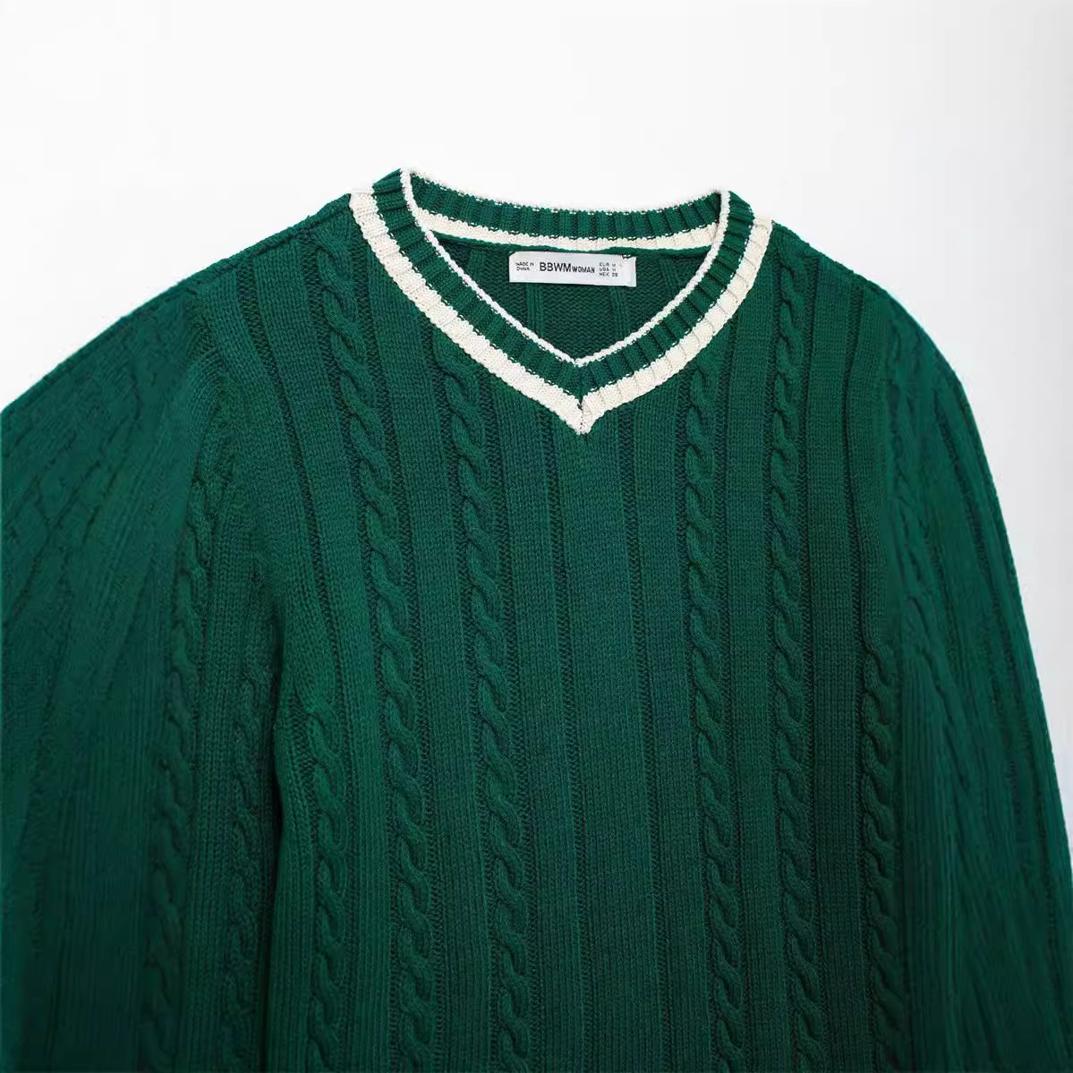 Chemise tricotée à manches longues et col en V pour femme, nouvelle mode automne hiver_voghion.com