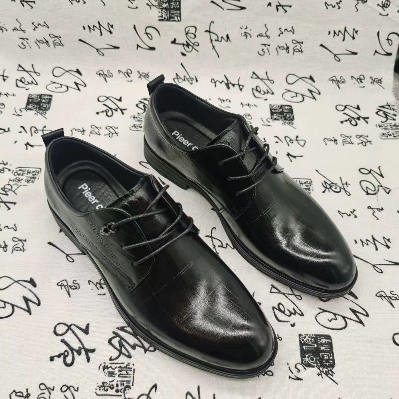 Настоящая кожаная обувь мужской производитель новый черный шнуровка