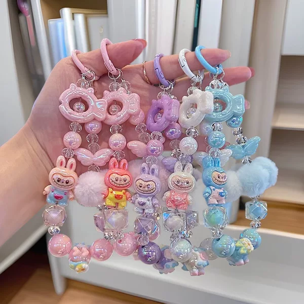 Fresh Ins Style Cute Fur Ball Popular Doll Mobile Phone Chain Girl Cartoon Mobile Phone Lanyard Bag Gift Pendant