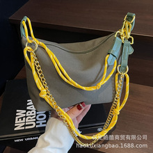 帆布饺子包包女链条斜挎包大容量2025新款休闲百搭轻便旅游单肩包