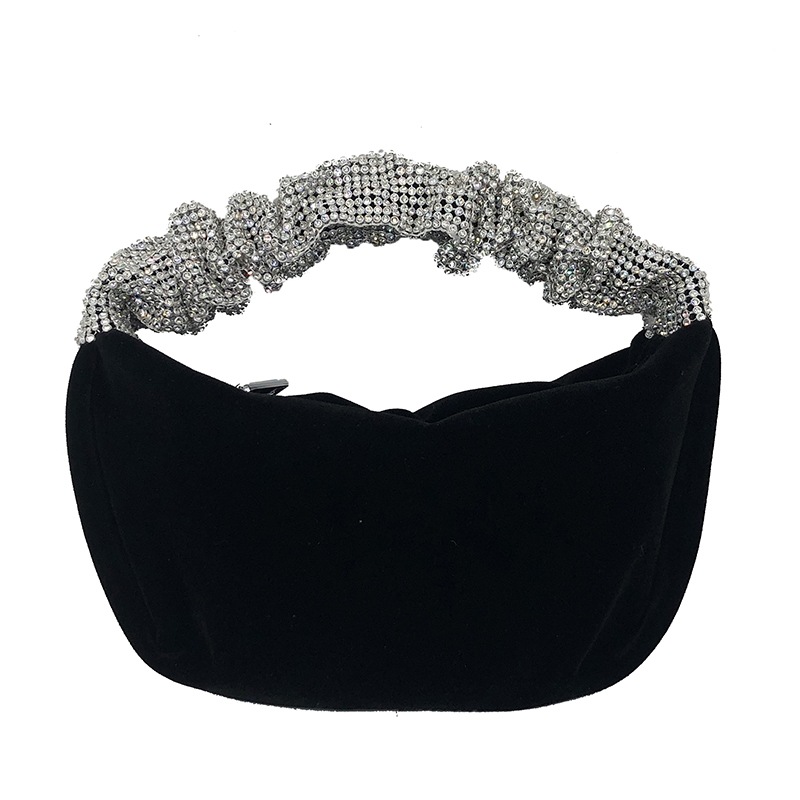 Bolso de las nuevas mujeres del estilo popular red rojo mismo estilo flash diamante bolsa de terciopelo negro rhinestone bolso noche banquete mano llevar