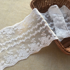 手工diy輔料日版蕾絲邊衣服雙邊網紗刺繡窗簾沙發裝飾16.5cm