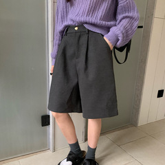 苏奈 高腰复古纯色爱心纽扣25秋独特百搭五分休闲短裤女fromanna