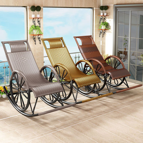 New rattan rocking chair, lounge chair for adults, balcony leisure chair, three simple old man chairs, light luxury rattan in the yard