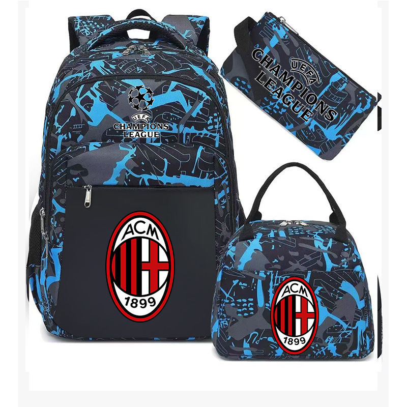 Aficionados al fútbol del Real Madrid Chelsea estudiantes de primaria alrededor de la mochila del Bayern mochila de tres piezas de gran capacidad