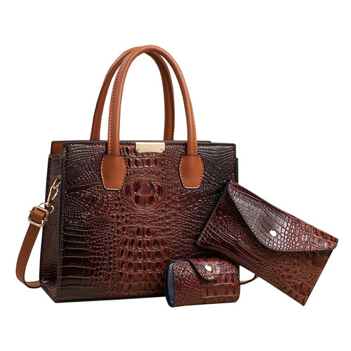 2025 European and American Retro Women's Handbag: Fashionable Croc-Print Bag with Simple Elegance, Offering Ample Capacity as a Chic Crossbody Option