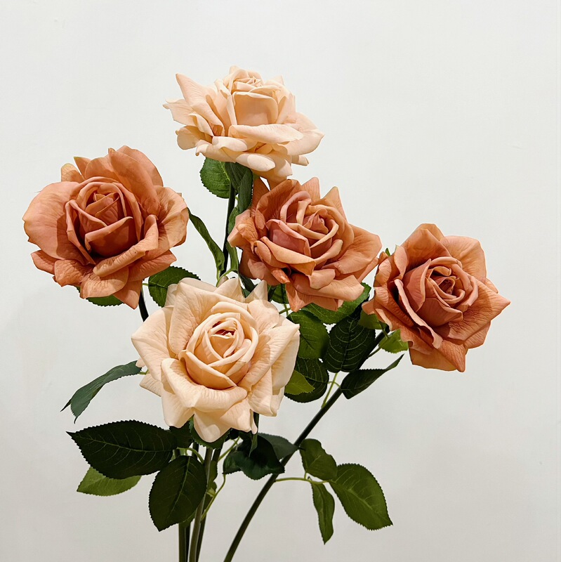 Yang-containing high quality feel moisturizing simulation floral single branch Austin rose indoor table decoration ornaments wedding