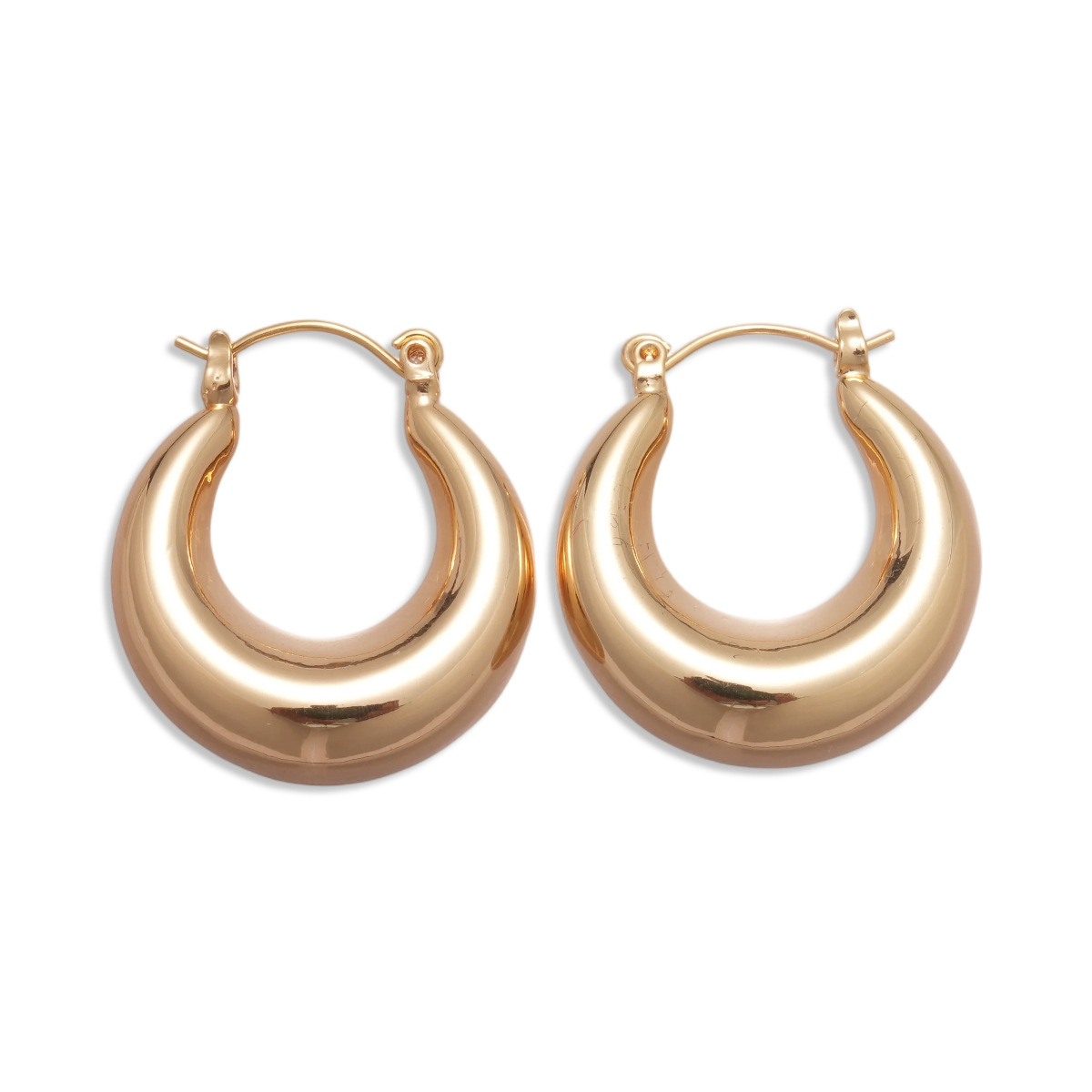 18k oro real galvanizado Europa y América simple geométrica perfiles de orejas redondas de moda transfronteriza universal nicho de alta calidad pendientes de mujer