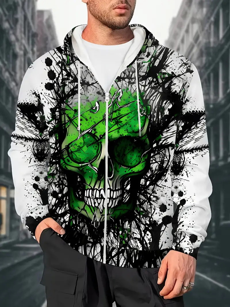 Comercio exterior nueva impresión 3D moda personalidad creativa hombre con capucha esqueleto chaqueta de suéter casual MF08