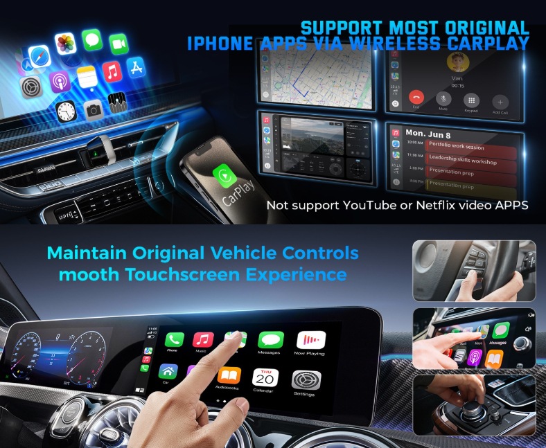 Wireless Carplay Car USB 2-in-1 Apple Android Auto 2-in-1 Screen Projection Overseas Youtube Interconnection