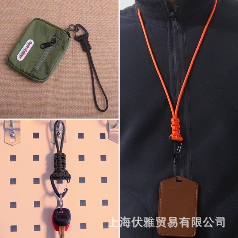 Cuerda de paraguas de siete núcleos hecha a mano Hebilla de triángulo Cuerda de mano Llavero Cuerda de linterna Cuerda anti-caída Cuerda cuchillo colgante Y020