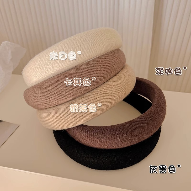 El otoño y el invierno Nueva presión elegante de lavado de pelo diadema accesorios para el cabello horquilla de las mujeres simple esponja de felpa de alta Cráneo diadema superior al por mayor