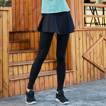 女士韩版春夏季瑜伽服女士假两件长裤运动速干健身服跑步运动裤