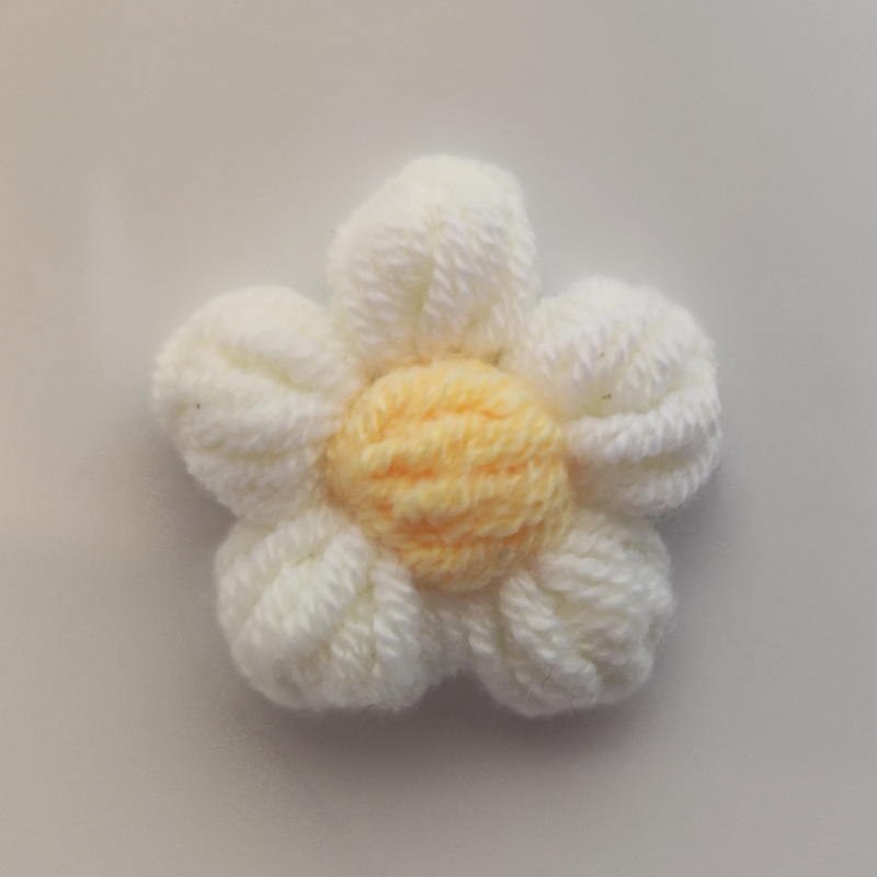 手工钩针泡芙花毛线花朵DIY发夹饰品配件胸花首饰包包服装辅料|undefined