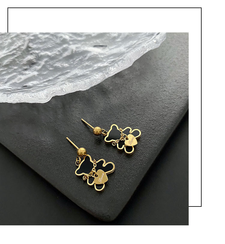 Fashion Bear Titanium Steel Plating Earrings 1 Pair