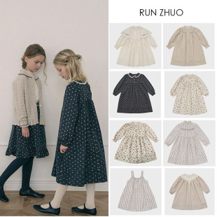 in stock LOU Children's Skirt European and American Autumn and Winter Cotton Printed Embroidered Long Sleeve Girls Outgoing Bottoming dress Collection