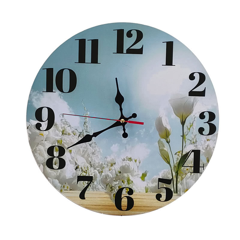 2D sin marco pintura flor reloj de pared redondo de 10 pulgadas reloj electrónico minimalista creativo hogar escaneo segundo reloj de venta caliente transfronteriza