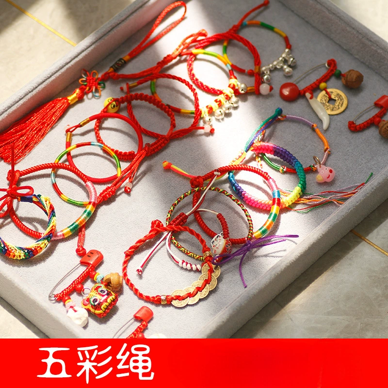 Фестиваль драконьих лодок, красочный веревочный браслет, фестиваль мая, фестиваль драконьих лодок, веревочный пятицветный нитяной браслет, сделанный своими руками, маленькие рисовые клецки, готовая продукция