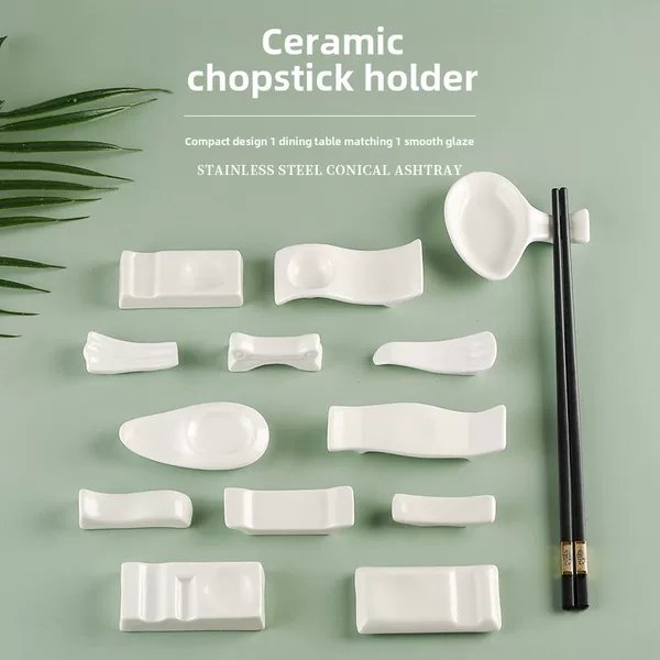 Wholesale pure white ceramic chopsticks holder dual-use chopsticks holder multi-purpose chopsticks pillow spoon holder spoon chopsticks holder hotel Table tableware
