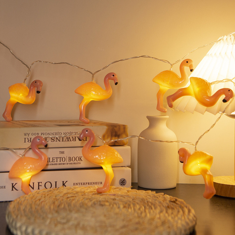 Flamingo Girly Room Decoration Ins-Style Popular Setup Props Dormitory Led Small Colorful Lights Flashing String Lights Ambiance Lights
