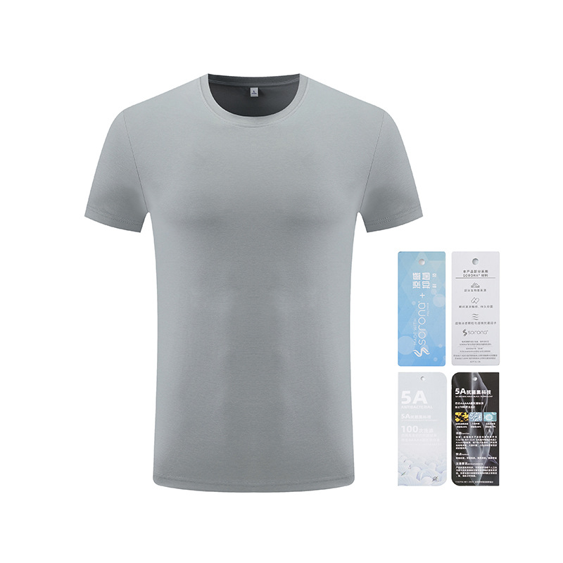 50 hombros, doble cara, antibacteriano, cuello redondo, manga corta, ropa de trabajo, camisa cultural, camiseta de algodón, logotipo personalizado