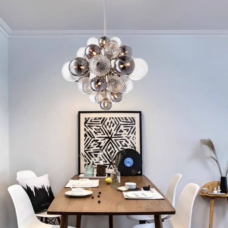 Nórdico moderno comedor sala de estar candelabro diseñador personalidad dormitorio bola de vidrio de diamante bola de arte lámpara molecular