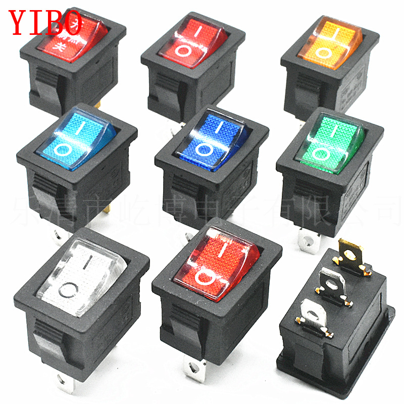 KCD1 3脚2档 平面0.8脚 透明盖带灯 15*21 船型开关12V 24V 250V