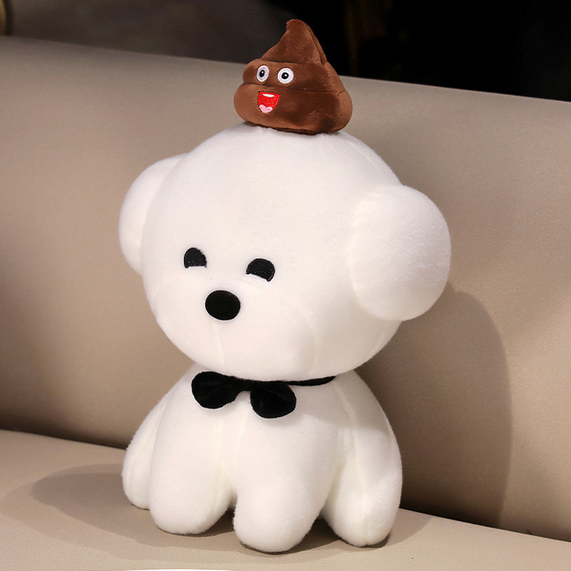 Pequeño oso, perro blanco, muñeca, juguete de peluche blanco, pequeño perro, perro extraño, muñeca, almohada, parodia.
