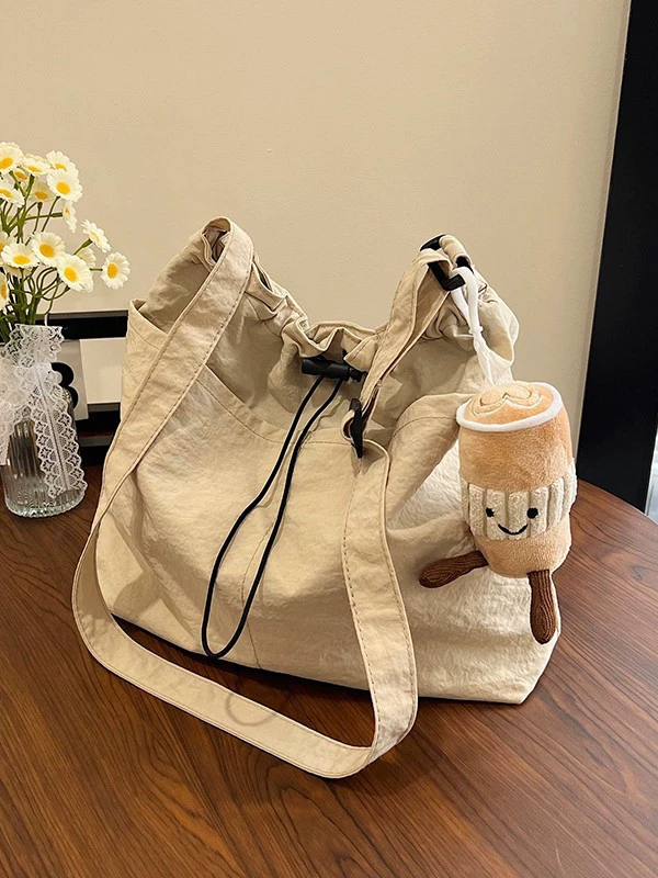 One-Shoulder Nylon Drawstring Bag, Waterproof and Spacious, Adjustable Strap, Lightweight