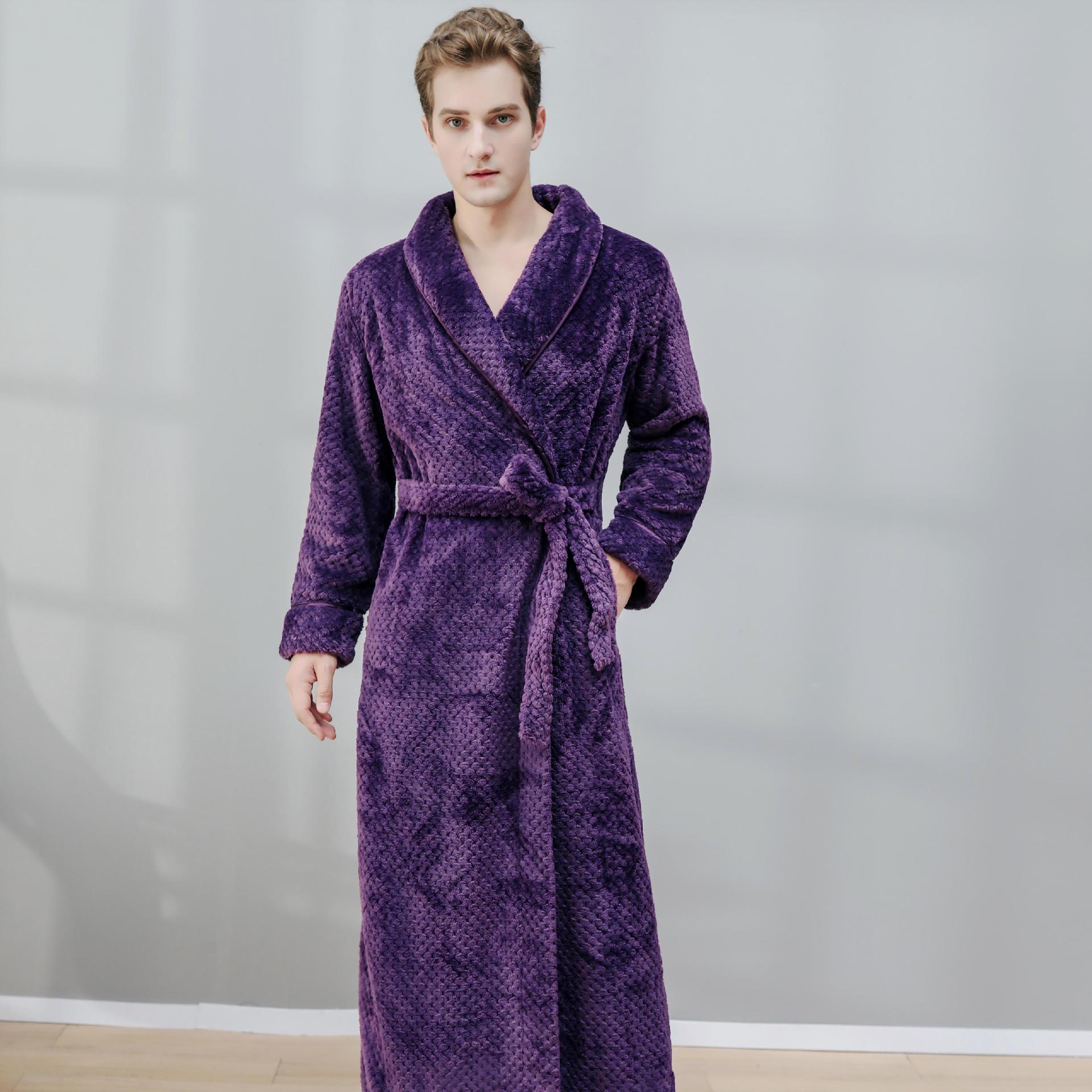 Pareja de invierno de las mujeres Albornoz de lana de coral forrado de lana engrosada pijamas de los hombres Otoño e Invierno extendido al por mayor