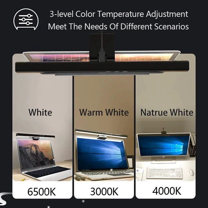 Eye-Care LED Desk Lamp for Monitors, 50cm Adjustable Screen Light for Computer and PC