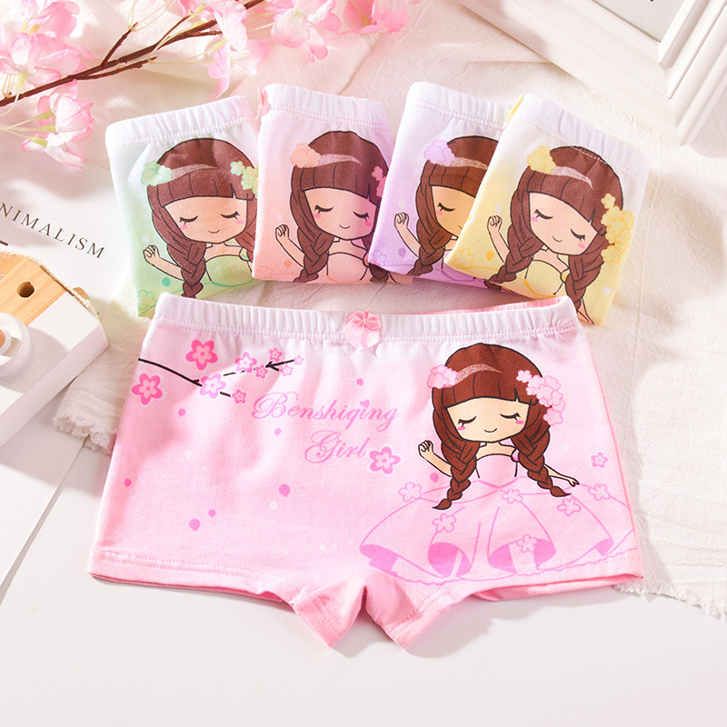 Ropa interior para niños, niñas, niños de mediana edad, lanzadera de algodón, calzoncillos de algodón, calzoncillos bóxer para niñas al por mayor