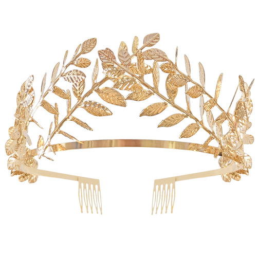 Kashiterong New Style Plastic Leaves Crown Fashion Bridal Headband European Baroque Maid of Honor Party Headwear Accessory