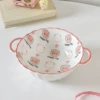 9.5 -inch double -ear soup bowl/cute pig