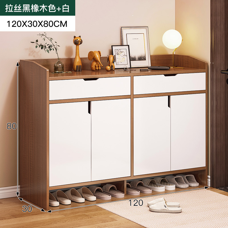 브러시드 블랙 오크 + 웜 화이트 더블 드로우 120CM-1x1x1cm-조립