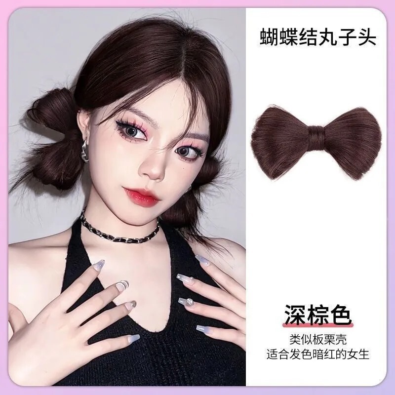 假发女抓夹丸子头新款蝴蝶结盘发神器增发量蓬松高颅顶花苞头发饰|undefined
