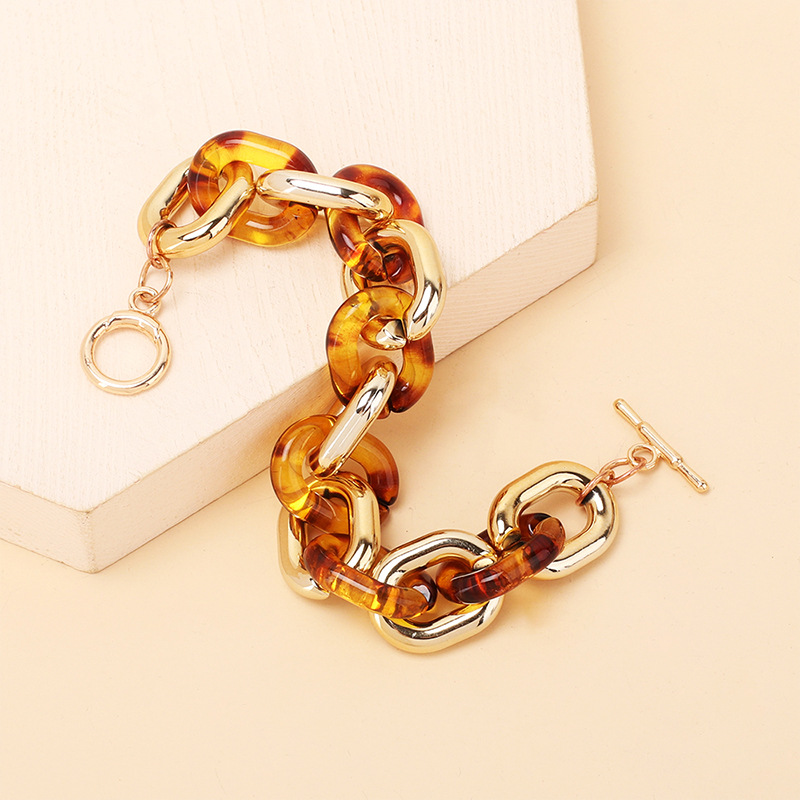 18g Weight Bracelets Classification Business, Travel Occasion Women'S Gender Leopard Color Retro Ethnic Style Acrylic Resin Color Matching Leopard Print Bracelet Wholesale 3