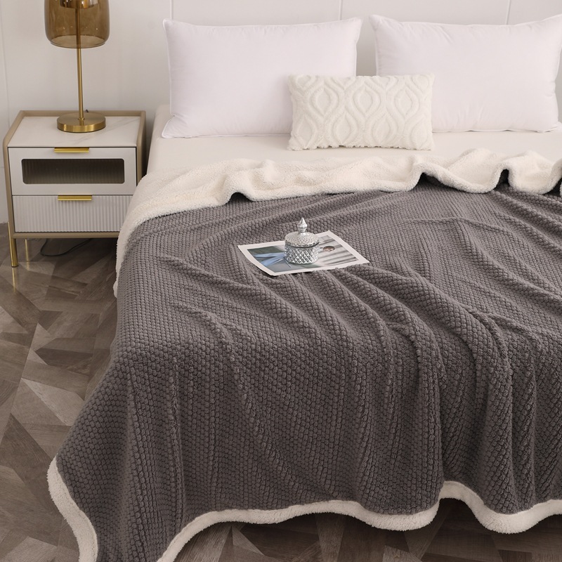 2023 Nueva Rosa Cachemira lana de cordero de color sólido multi-funcional manta doble capa engrosada Comercio exterior al por mayor