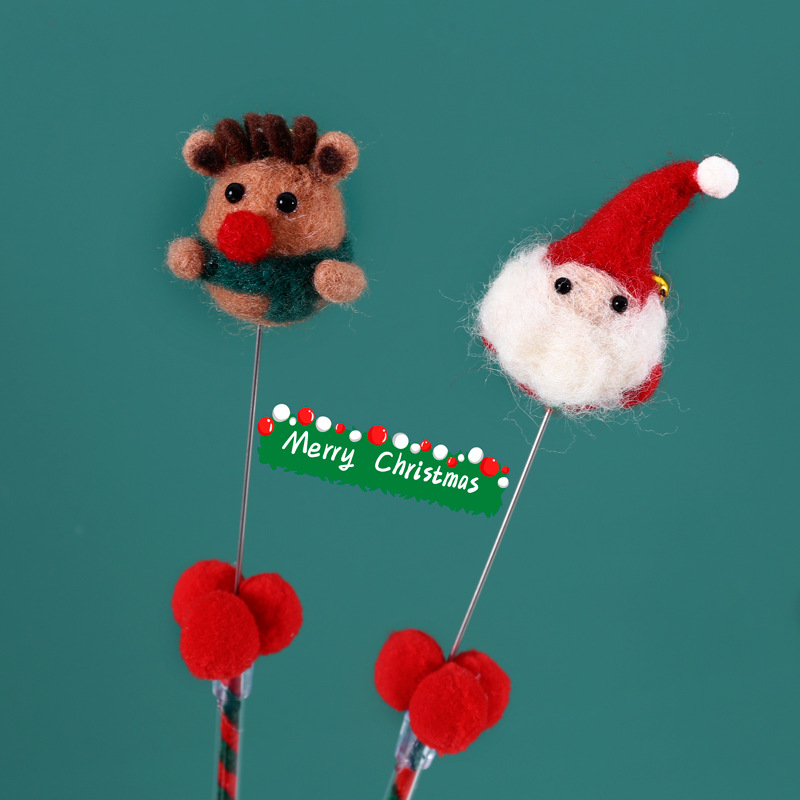 Comercio exterior Santa Claus mascota fieltro campana gato juguete interactivo alces orden lana divertido gato palo varilla self-HI