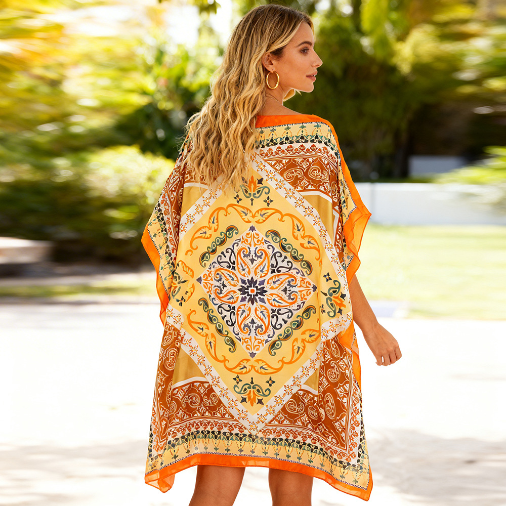 Ventas transfronterizas calientes de moda europea y americana vestido de playa bikini camiseta elegante falda protectora solar chal