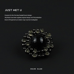 YOKO 花形金屬黑色紐扣鑲鑽雙面尼皮草大衣西裝扣子粗花呢外套扣