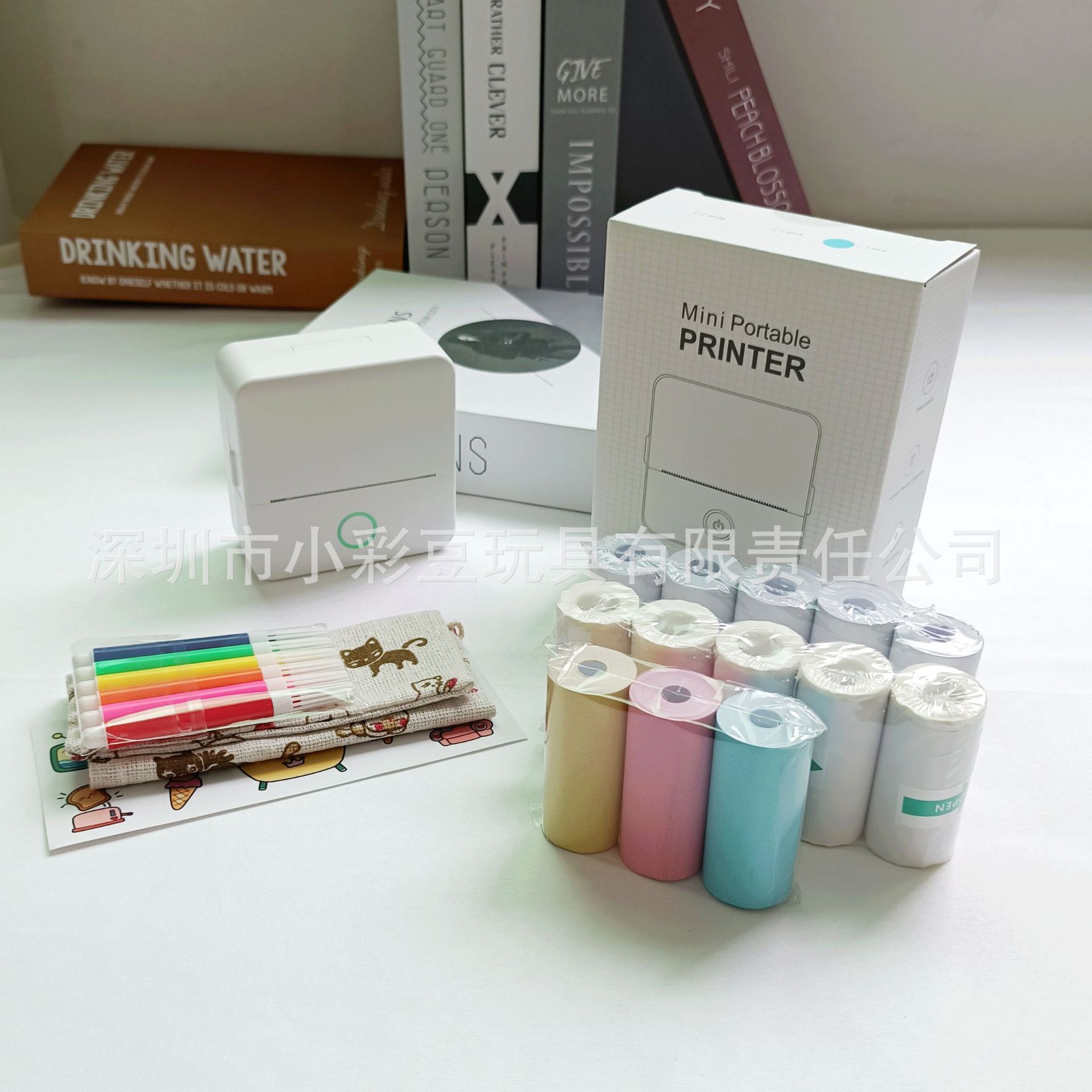 X6 White +5 thermal paper +5 adhesive sticker +3 color paper +6 color pen sticker bag