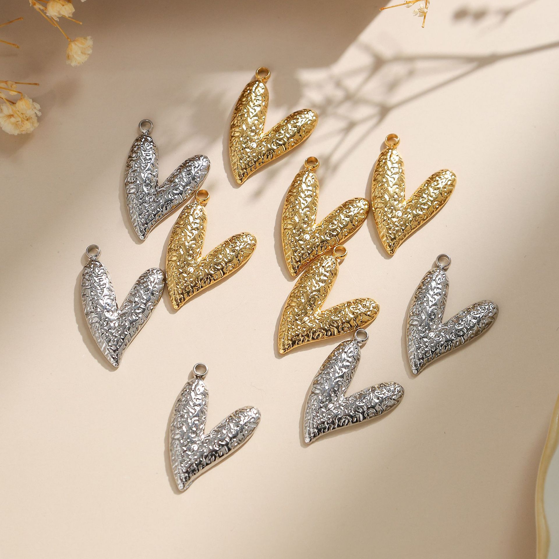 DIY Ornament Accessories Classification 5 PCS/Package 304 Stainless Steel Heart Shape Pendant