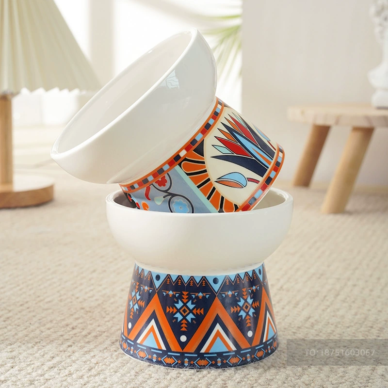 Фарфоровая миска для кошек с высокими ногами, миска для корма для кошек, защита шейного отдела позвоночника, Антидетонационная миска для корма для кошек, большой диаметр, нечерный подбородок, товары для кошек