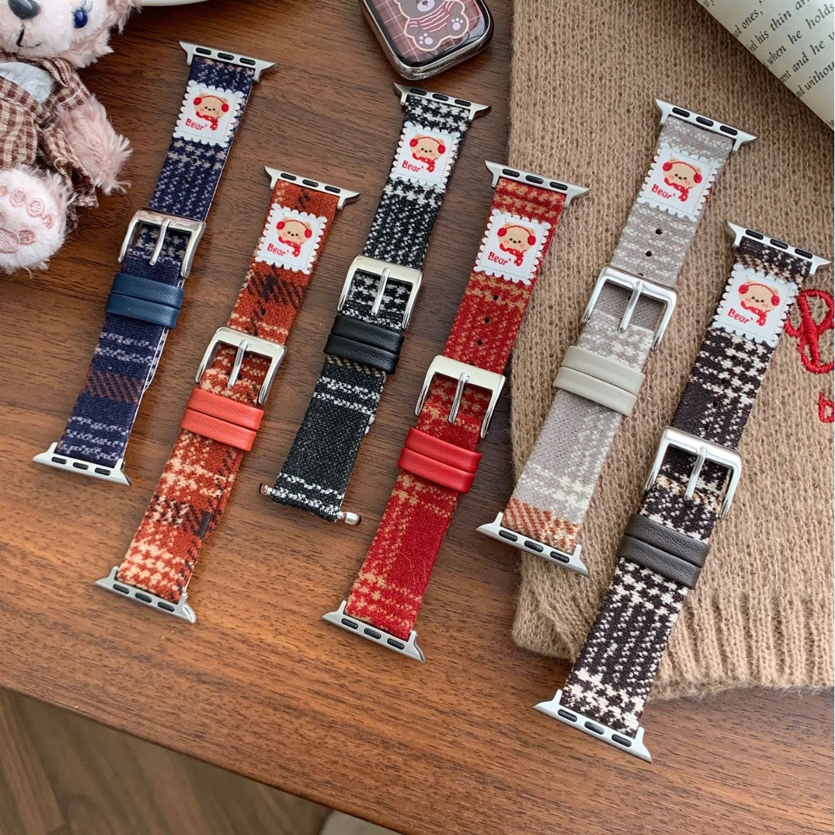 Bear Woolen Leather Strap Suitable for Iwatchs10/S11 Apple Watch Applewatch789 Generation