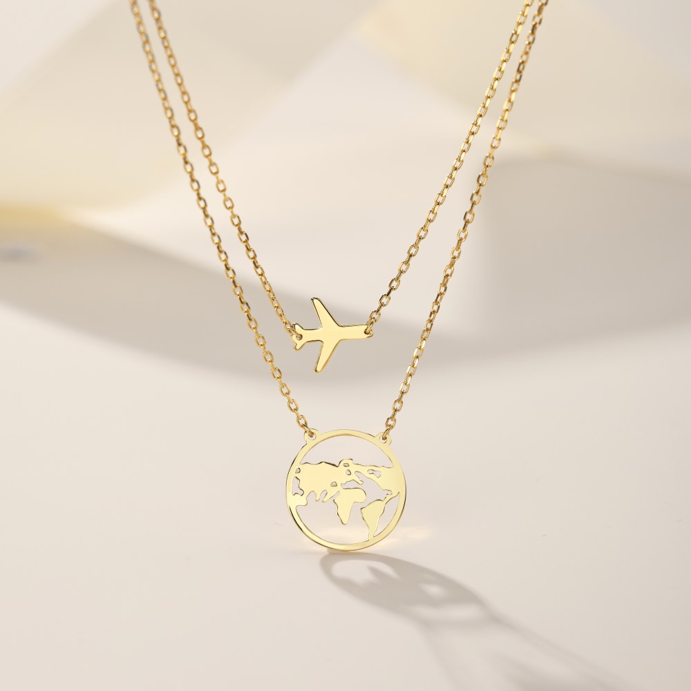925 Sterling Silver Material 925 Sterling Silver Zircon Inlay Solid Color Layered Necklaces